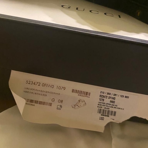 Gucci Mens Black Ace sneakers in soft leather w Web bands nylon NIB New in Box - Picture 7 of 11